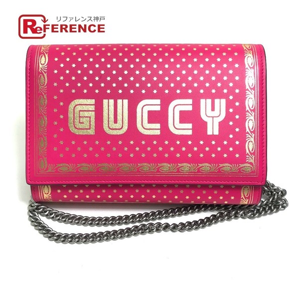 Gucci GUCCY Long Chain Bag Wallet Leather Pink - Picture 1 of 9